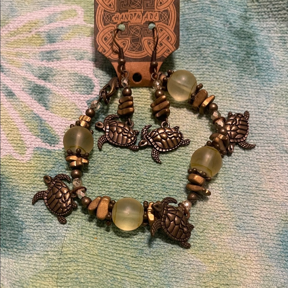Bronze Turtle Charm Bracelet
